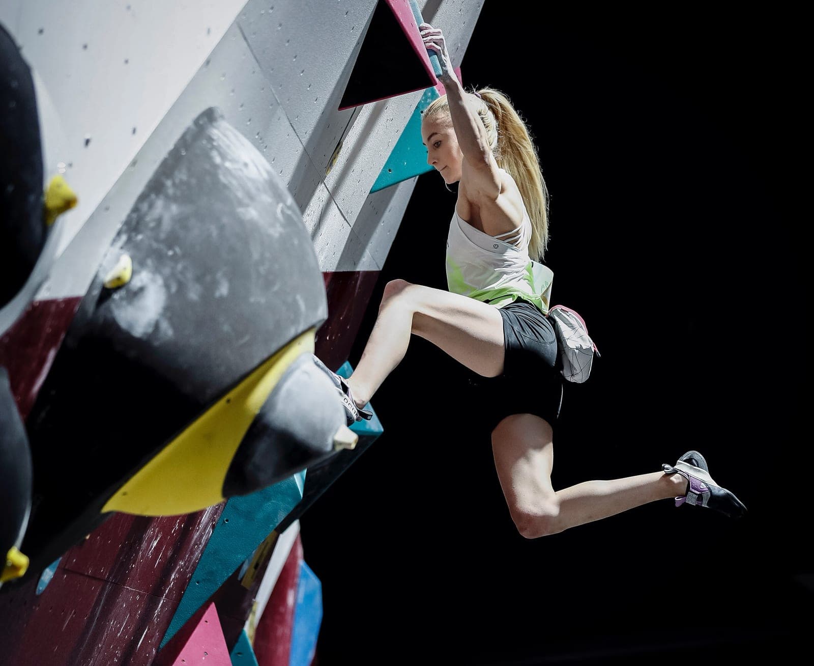 Urška mid-move under the competition lights
