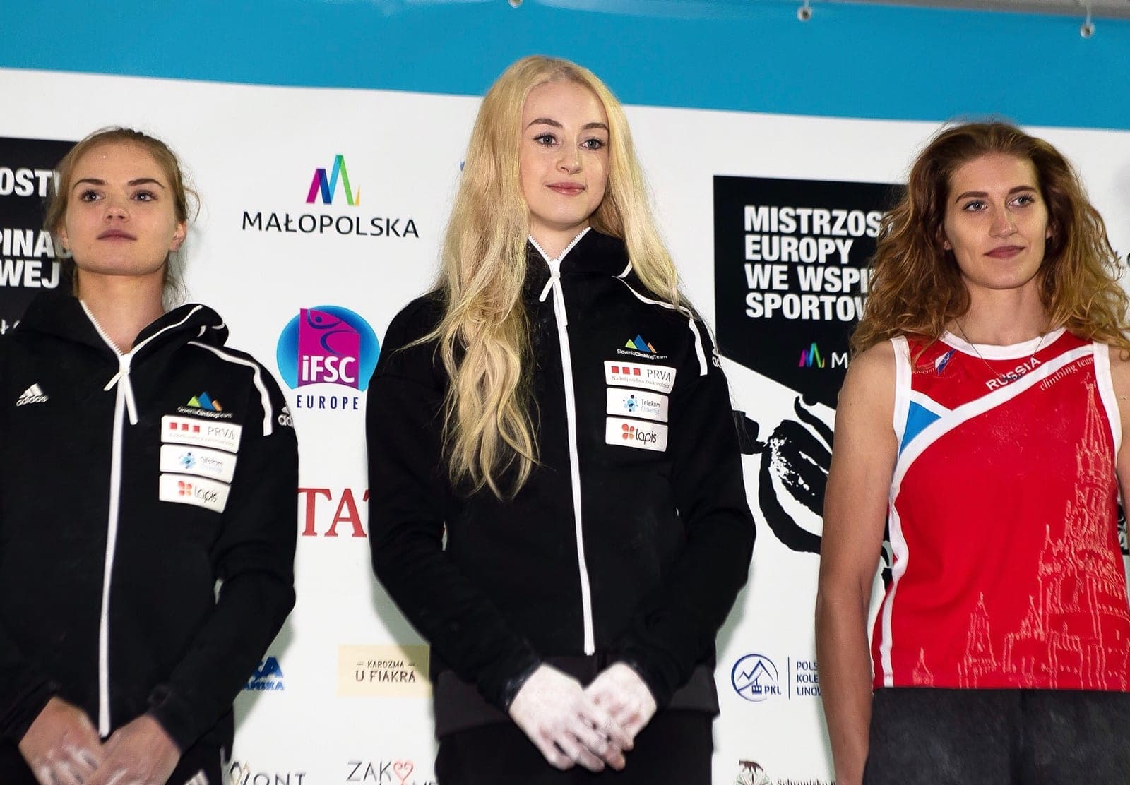 Urška on the podium at the European Championships